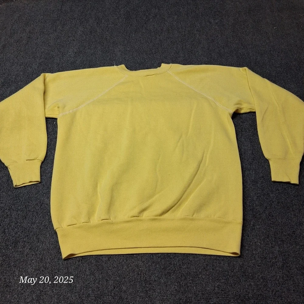 VTG Ultra Sweats Pannill Flower Painted‎ Sweatshirt Yellow Adult Size Large